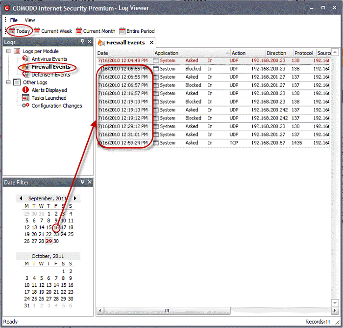 Firewall Events, Monitor Action Logs by Firewall Security v5